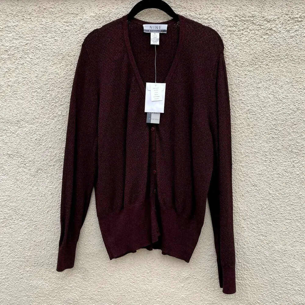 New Vintage Old Stock Nine & Co Grandpa Cardigan Raisin L Academia